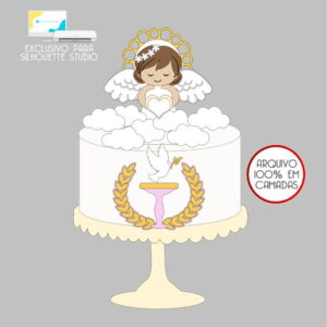 47 - Arquivo Topo de Bolo Batizado Anjinha Menina