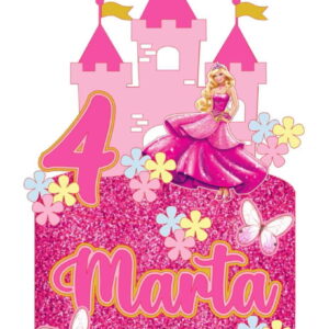 4 Arquivos de Corte Digital - Topo de Bolo Barbie Princesa