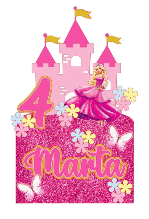 4 Arquivos de Corte Digital - Topo de Bolo Barbie Princesa