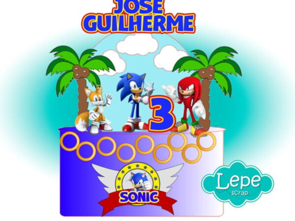 M5 Topo de bolo Sonic - Camadas e impressão
