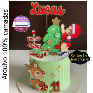 516 - Arquivo de corte topo de bolo Menino Natal