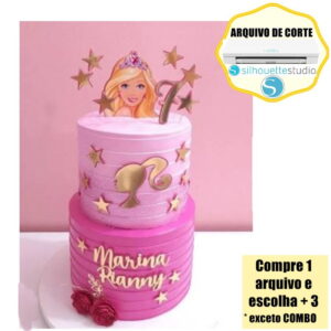 53- Arquivo de Corte Topo de Bolo Barbie Princesa Coroa