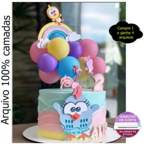 540 -Topo de bolo galinha pintadinha cut - arquivo de corte