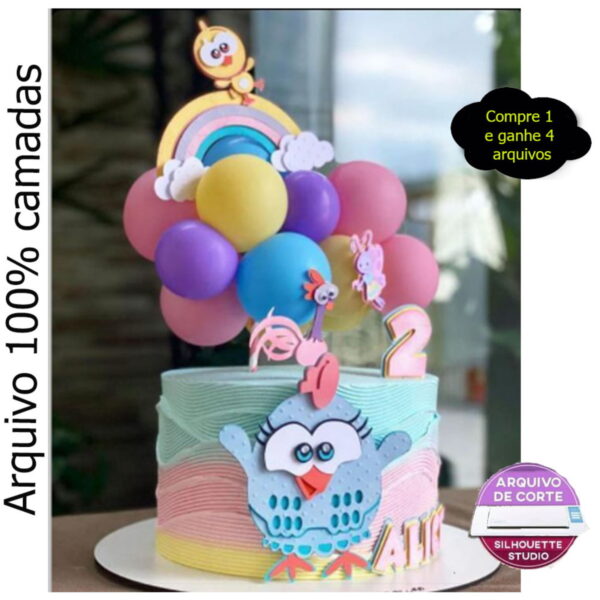 540 -Topo de bolo galinha pintadinha cut - arquivo de corte