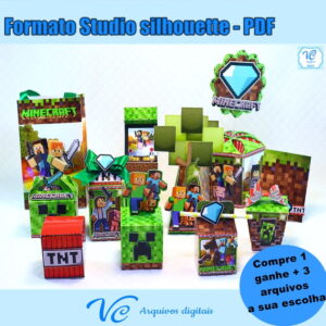 556- Arquivo de Corte Minecraft -02- Studio e PDF