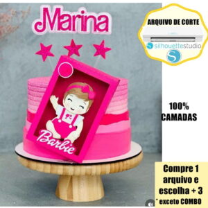 57- Arquivo de Corte Topo de Bolo Caixa e Boneca Barbie