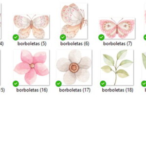 681 - Borboletas Aquarela - Kit Digital