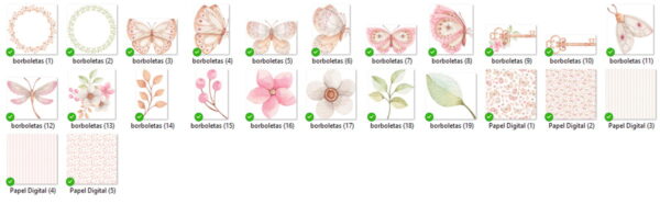 681 - Borboletas Aquarela - Kit Digital