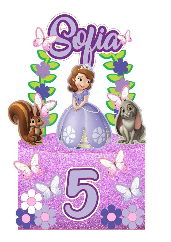 4 Arquivos de Corte Digital - Topo de Bolo Princesa Sofia