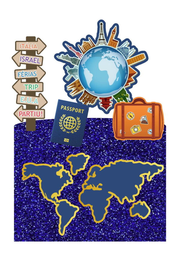 Arquivo de Corte Digital - Topo de Bolo Viagem