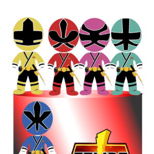 774 - Arquivo Digital Topo de Bolo Power Rangers Cute