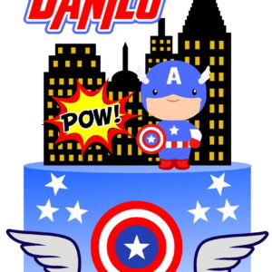 779 - Arquivo Digital Topo de Bolo Capitão América Cute