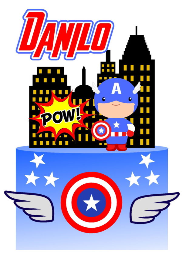 779 - Arquivo Digital Topo de Bolo Capitão América Cute