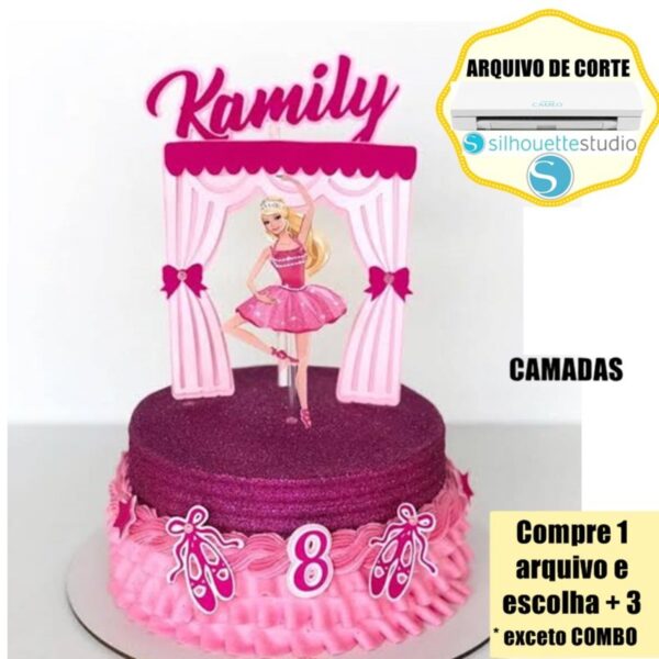 79-arquivo de Corte Topo de Bolo Barbie Bailarina