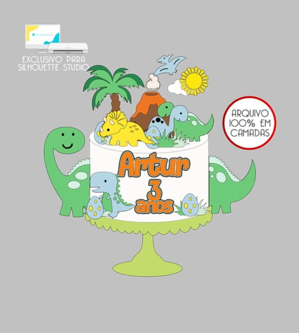 85 - Arquivo Topo de Bolo Dinossauro