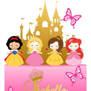 854 - Arquivo Digital Topo de Bolo Princesas Cute