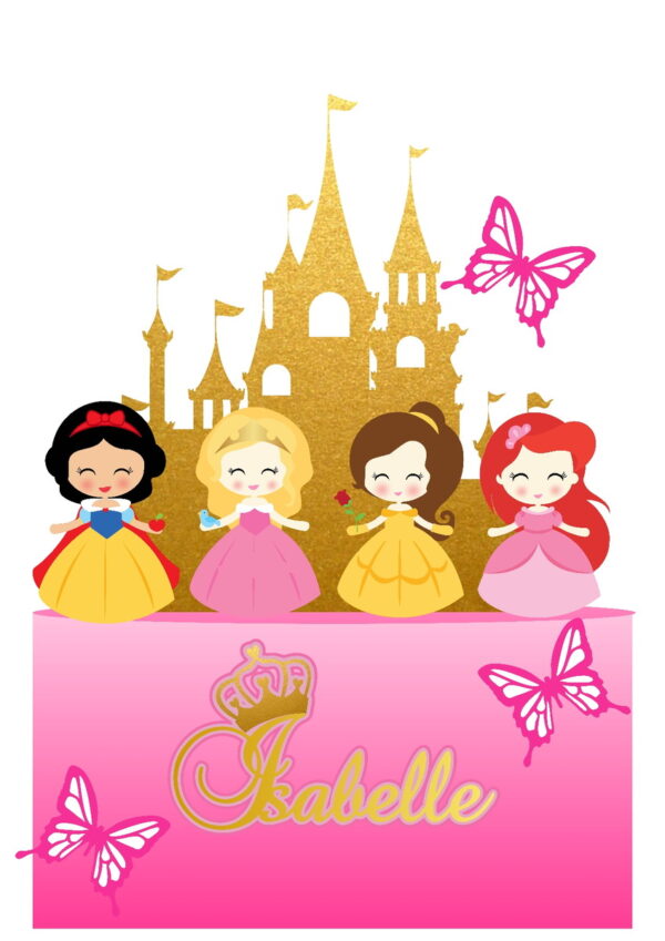 854 - Arquivo Digital Topo de Bolo Princesas Cute