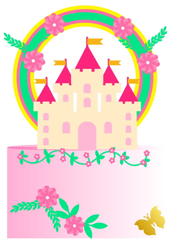 Topo de Bolo Castelo Princesas - Arquivo Digital #987