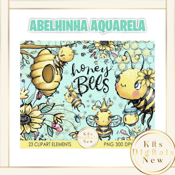 ABELHINHA ABELHA AQUARELA KIT DIGITAL