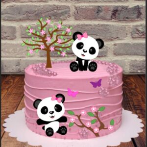 Arquivo de Corte topo de bolo Panda menina camada.