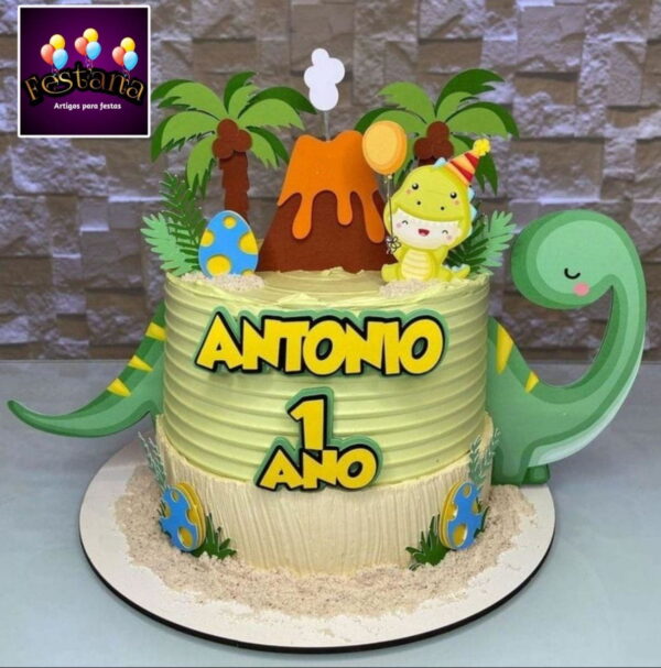 Arquivo Digital Topo de Bolo Dinossauro e Menino+4 Arquivos