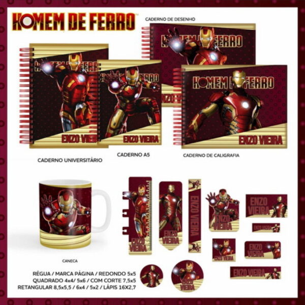 Arquivo Combo Volta as Aulas Homem de ferro PDF PNG