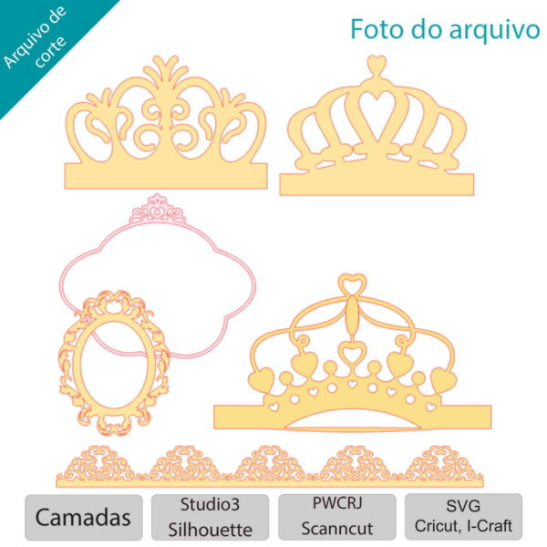 Arquivo Coroa de princesa para corte e decoração +1 tema - Image 2