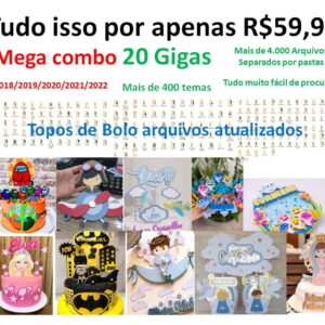 Arquivo corte combo topo de bolo +4000 arquivos kit 2000