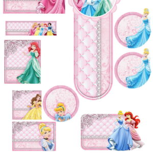 Arquivo Corte Digital Etiqueta Escolar Princesas Disney