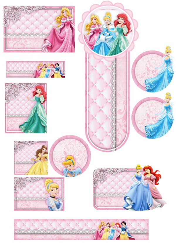 Arquivo Corte Digital Etiqueta Escolar Princesas Disney
