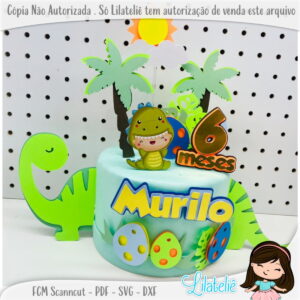 Arquivo Corte Fcm Scanncut Topper Dino no Bolo Dinossauro