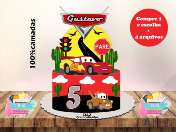 Arquivo Corte - Topo Carros Disney 2 (camadas) Cod-924