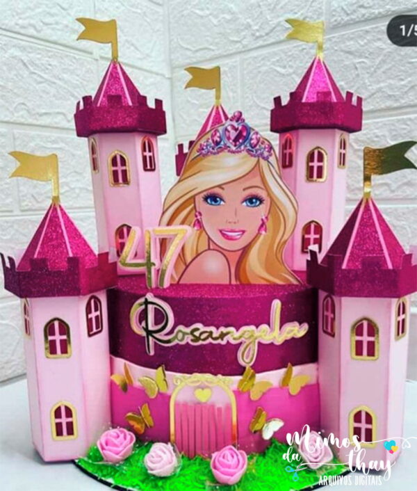 Arquivo Corte: Topo de Bolo Barbie Castelo 005