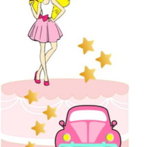 Arquivo Corte Topo de Bolo Barbie em Camadas com Carro