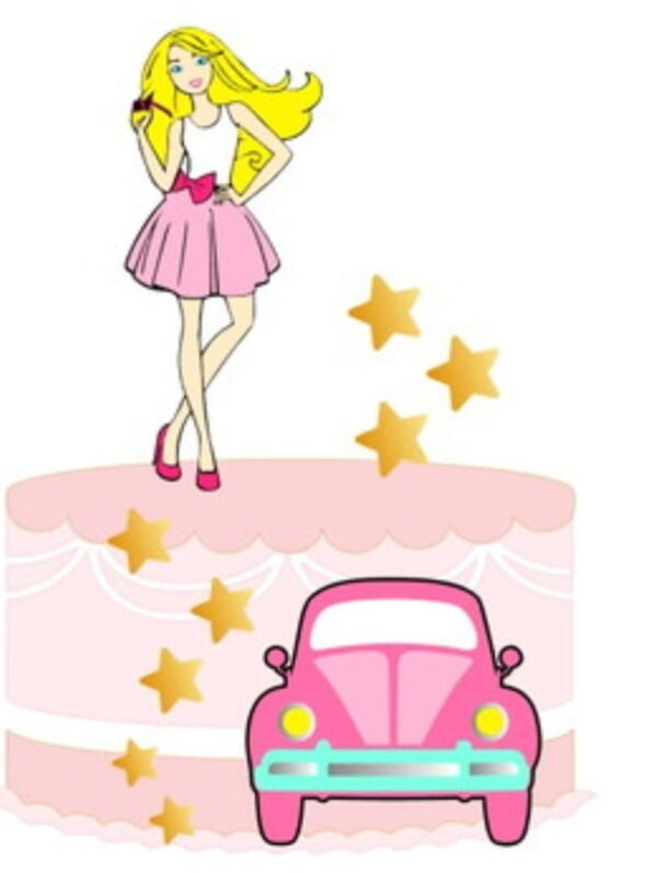 Arquivo Corte Topo de Bolo Barbie em Camadas com Carro