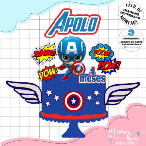 Arquivo Corte: Topo de Bolo Capitão América 009