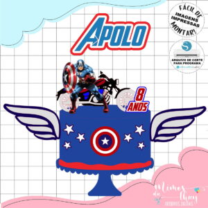 Arquivo Corte: Topo de Bolo Capitão América 011