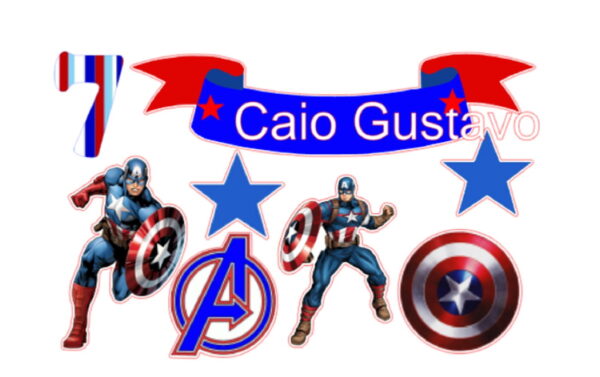 Arquivo Topo Bolo Capitão América + 4 Arquivos a Sua Escolha