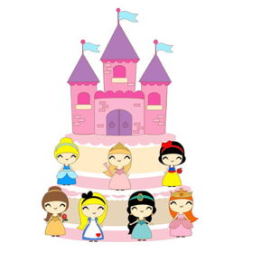 Arquivo Corte: Topo de Bolo Castelo Princesas 003