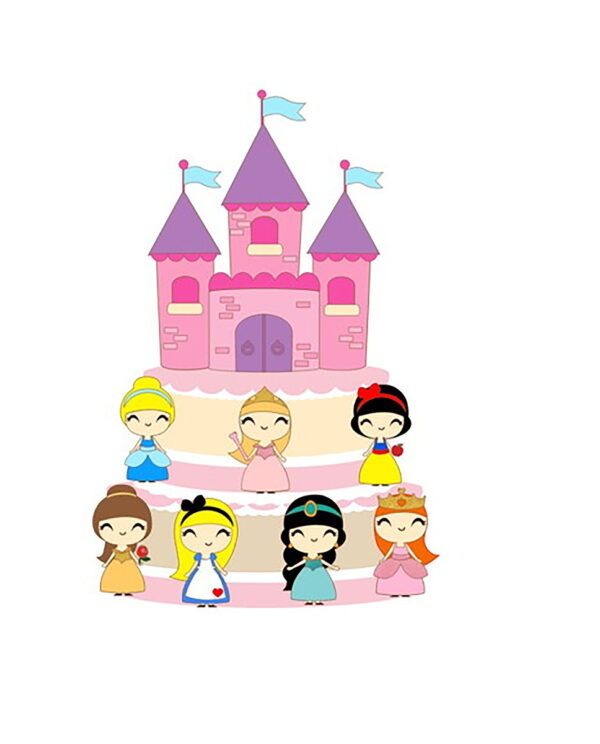 Arquivo Corte: Topo de Bolo Castelo Princesas 003