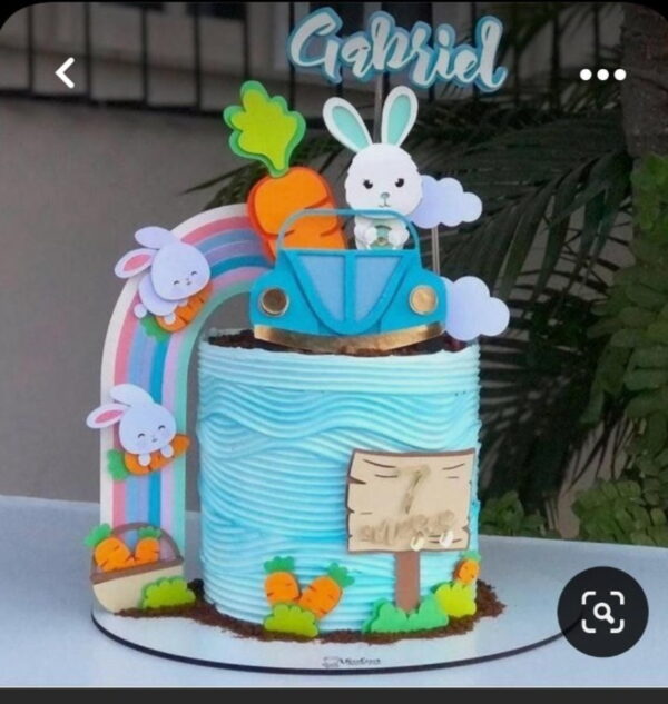 Arquivo Corte Topo de Bolo Coelho Fusca - Imagem 2