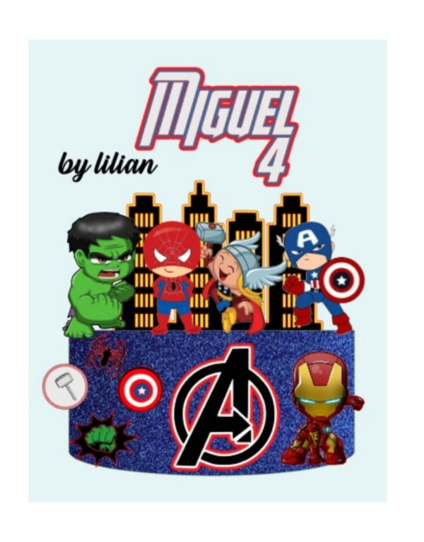 Arquivo Corte Topo de Bolo Cut Vingadores Lili