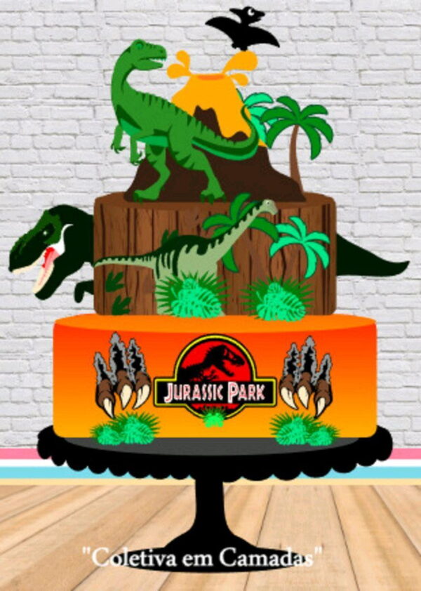 Arquivo Corte Topo de Bolo Dinossauro Jurassic Park(#2331)