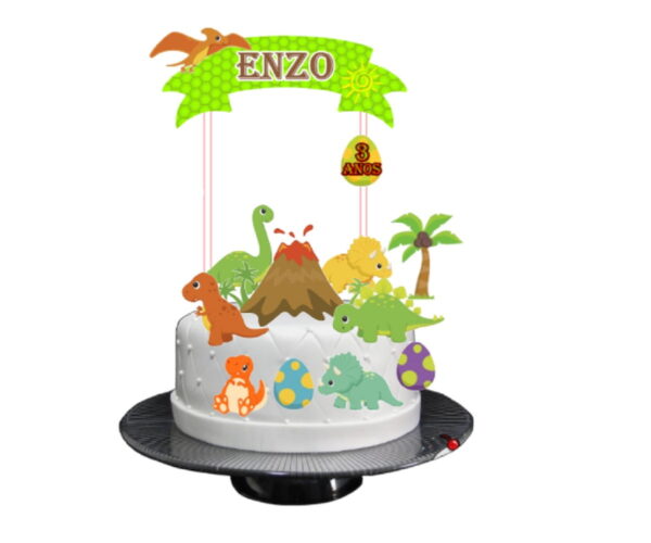 Arquivo Topo de Bolo Dinossauro + 4 Arquivos a Sua Escolha