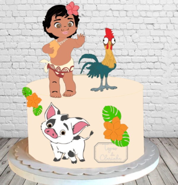 Arquivo Corte Topo de Bolo Moana Baby Camada