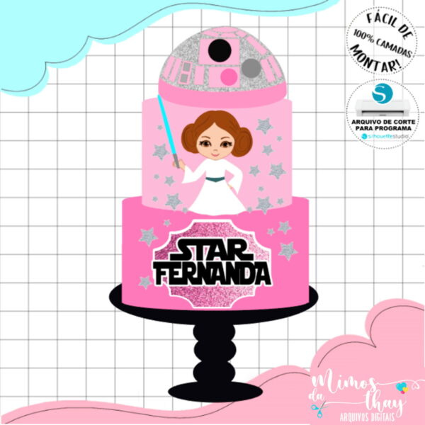 Arquivo Corte: Topo de Bolo Princesa Leia Star Wars 007