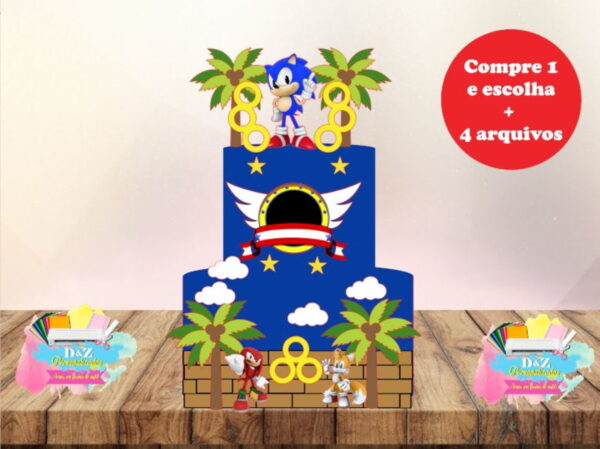 Arquivo Corte - Topo de Bolo Sonic 1 -COD-292