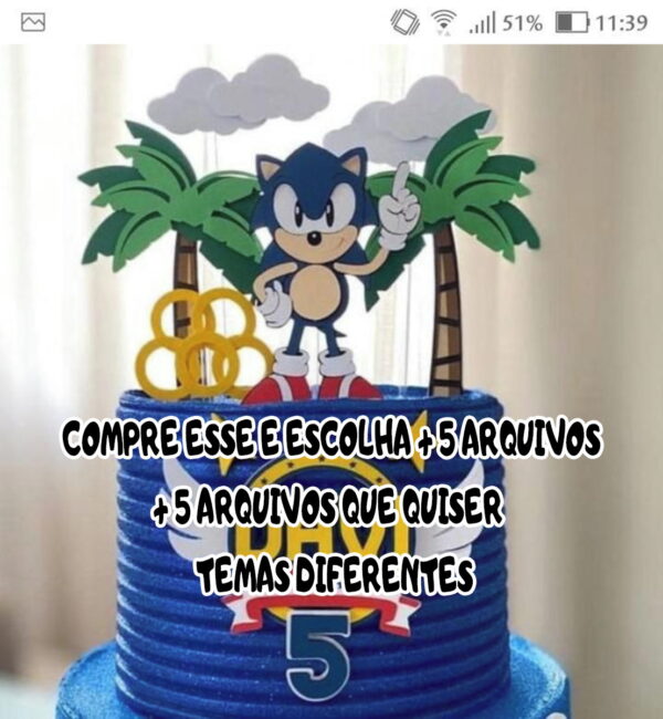 Arquivo Corte Topo de Bolo Sonic Camadas