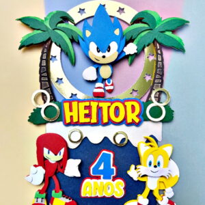 Arquivo Corte Topo de Bolo Sonic e Amigos em Camadas