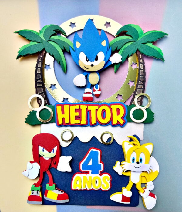 Arquivo Corte Topo de Bolo Sonic e Amigos em Camadas